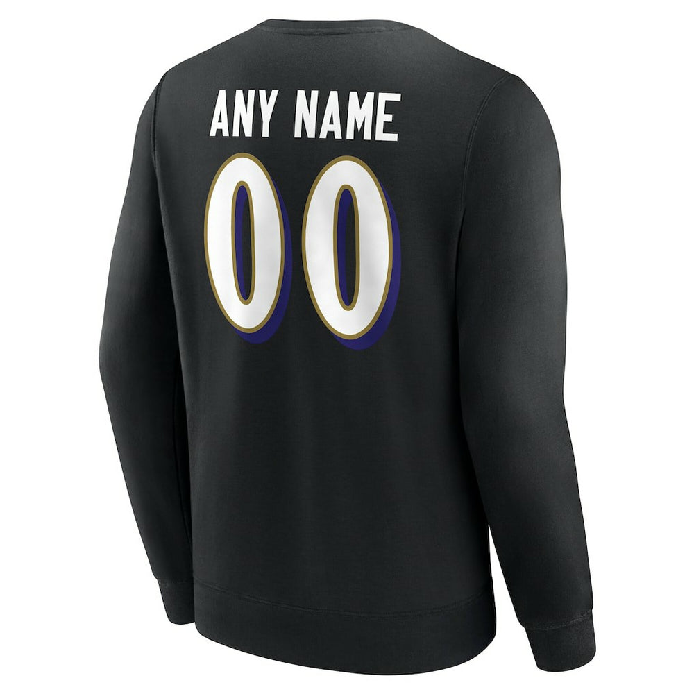 Baltimore Ravens Team Authentic Personalized Name & Number Sweatshirt Black