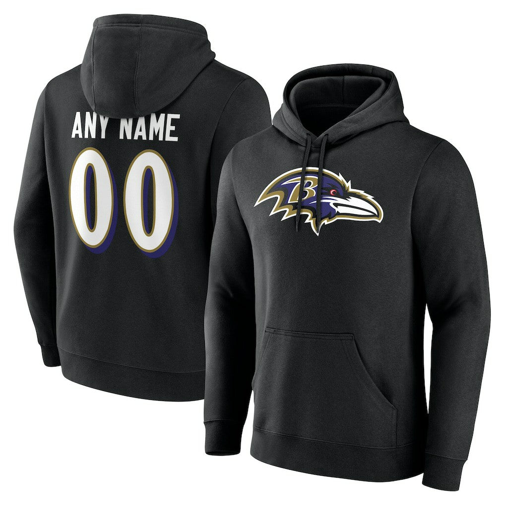 Baltimore Ravens Team Authentic Personalized Name & Number Hoodie Black