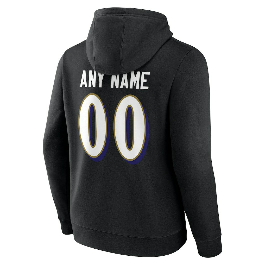 Baltimore Ravens Team Authentic Personalized Name & Number Hoodie Black