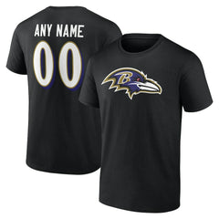 Baltimore Ravens Team Authentic Personalized Name & Number T-Shirt Black