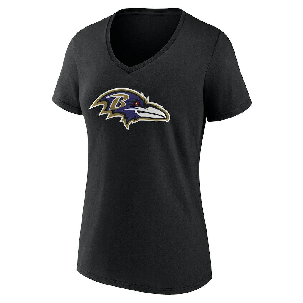 Baltimore Ravens Women's Team Authentic Personalized Name & Number V-Neck T-Shirt Black