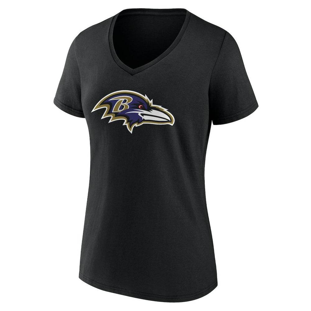 Baltimore Ravens Women's Team Authentic Personalized Name & Number V-Neck T-Shirt Black