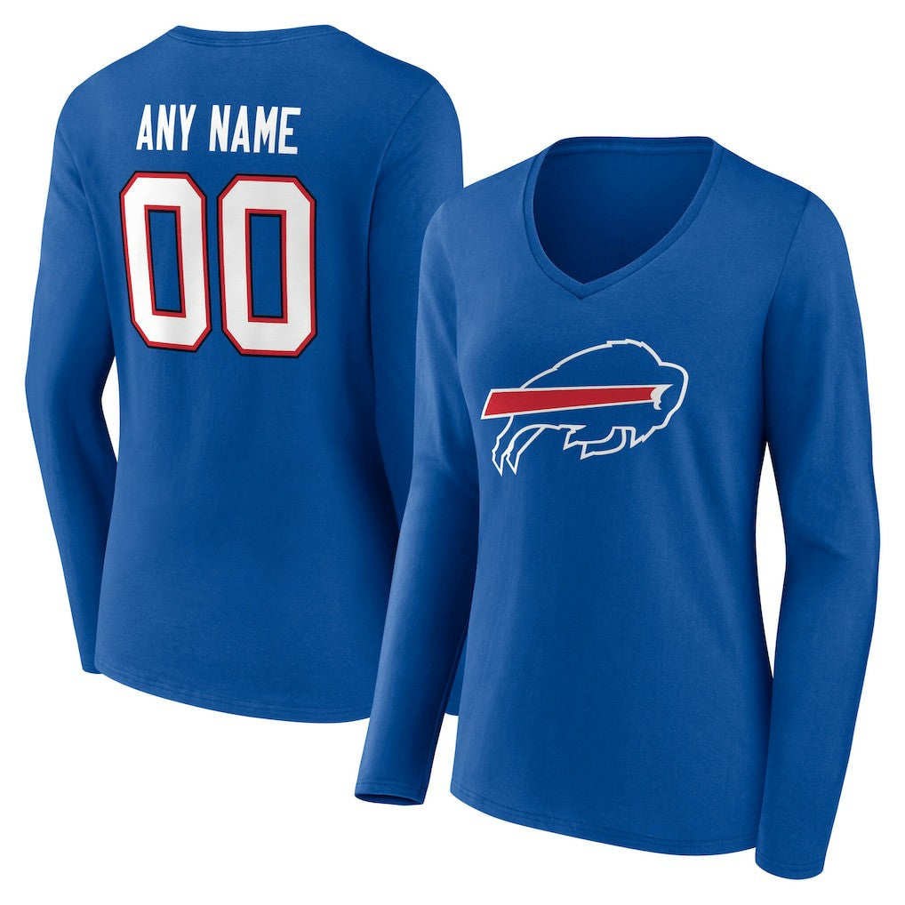 Buffalo Bills Women's Team Authentic Personalized Name & Number Long Sleeve V-Neck T-Shirt Royal