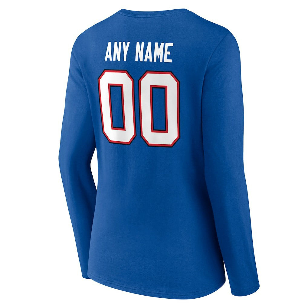 Buffalo Bills Women's Team Authentic Personalized Name & Number Long Sleeve V-Neck T-Shirt Royal