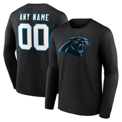 Carolina Panthers Team Authentic Personalized Name & Number Long Sleeve T-Shirt Black