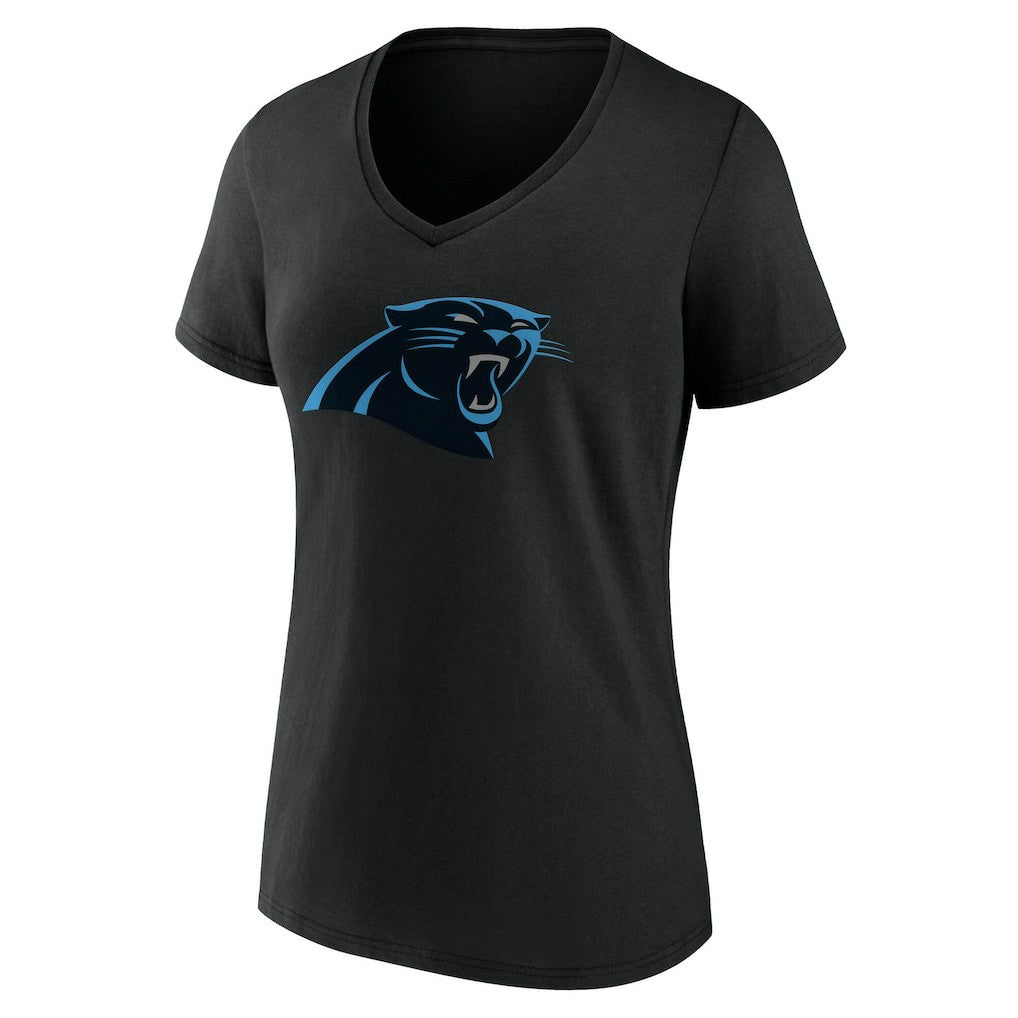 Carolina Panthers Women's Team Authentic Personalized Name & Number V-Neck T-Shirt Black