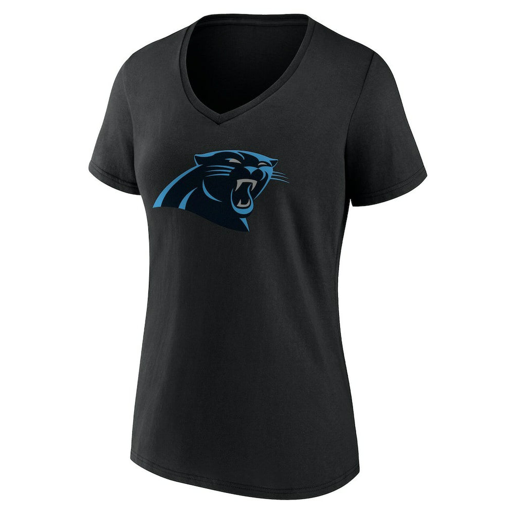 Carolina Panthers Women's Team Authentic Personalized Name & Number V-Neck T-Shirt Black