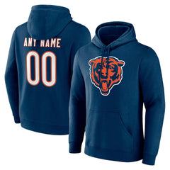 Chicago Bears Team Authentic Personalized Name & Number Hoodie Navy