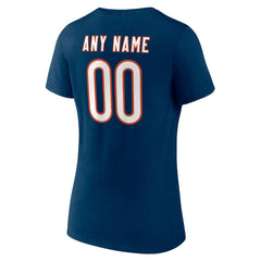 Chicago Bears Women's Team Authentic Personalized Name & Number V-Neck T-Shirt Navy