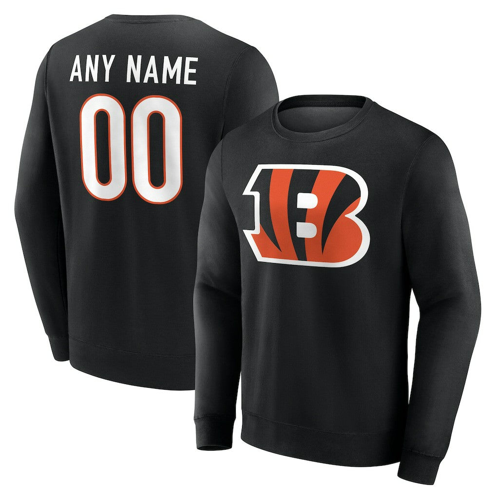Cincinnati Bengals Team Authentic Personalized Name & Number Sweatshirt Black
