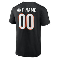 Cincinnati Bengals Team Authentic Personalized Name & Number T-Shirt Black