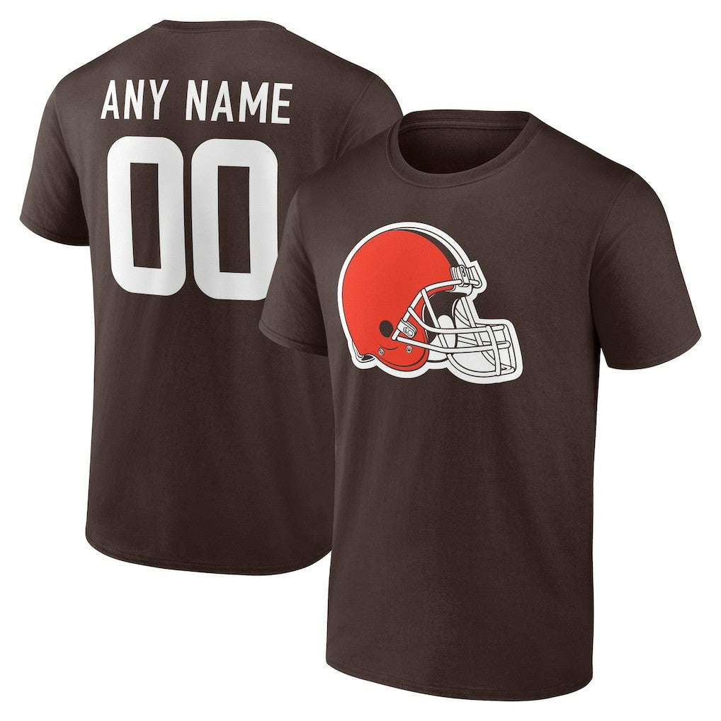 Cleveland Browns Team Authentic Personalized Name & Number T-Shirt Brown