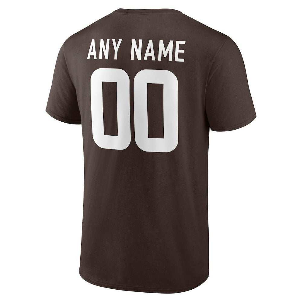 Cleveland Browns Team Authentic Personalized Name & Number T-Shirt Brown