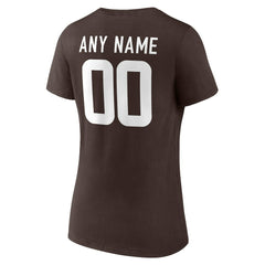 Cleveland Browns Women's Team Authentic Personalized Name & Number V-Neck T-Shirt Brown