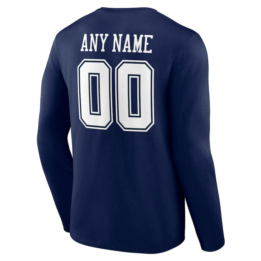 Dallas Cowboys Team Authentic Personalized Name & Number Long Sleeve T-Shirt Navy