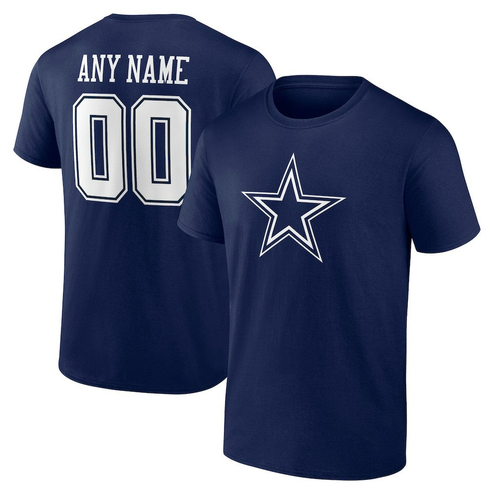 Dallas Cowboys Team Authentic Personalized Name & Number T-Shirt Navy