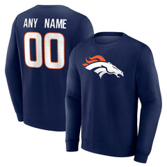 Denver Broncos Team Authentic Personalized Name & Number Sweatshirt Navy