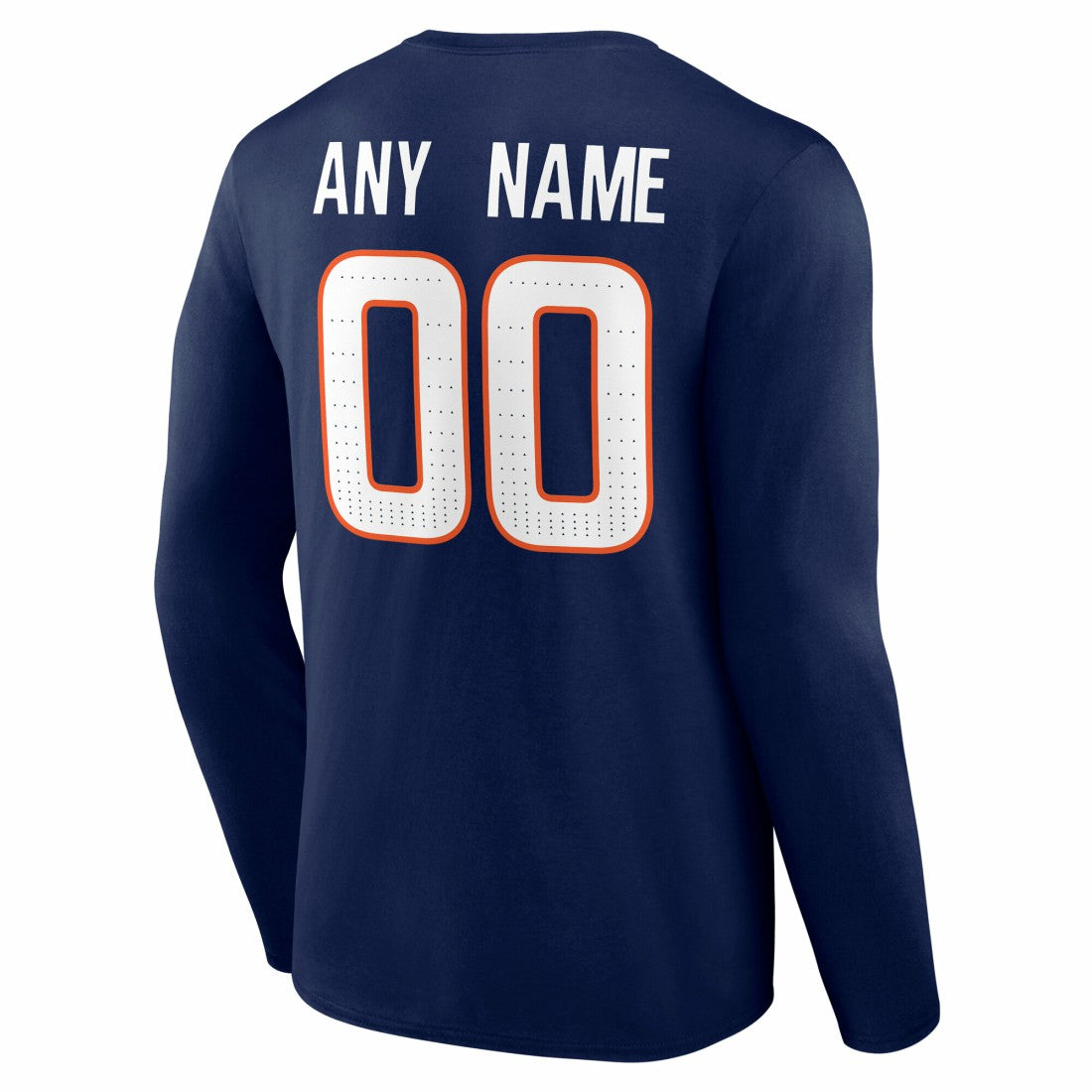 Denver Broncos Team Authentic Personalized Name & Number Long Sleeve T-Shirt Navy