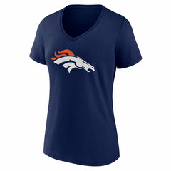 Denver Broncos Women's Team Authentic Personalized Name & Number V-Neck T-Shirt Navy