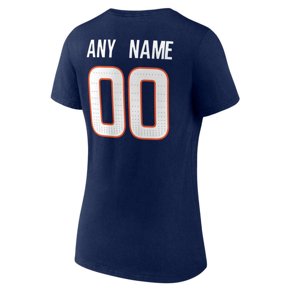Denver Broncos Women's Team Authentic Personalized Name & Number V-Neck T-Shirt Navy