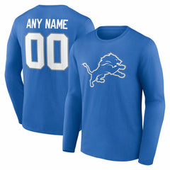 Detroit Lions Team Authentic Personalized Name & Number Long Sleeve T-Shirt Blue