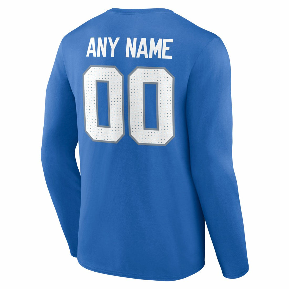 Detroit Lions Team Authentic Personalized Name & Number Long Sleeve T-Shirt Blue