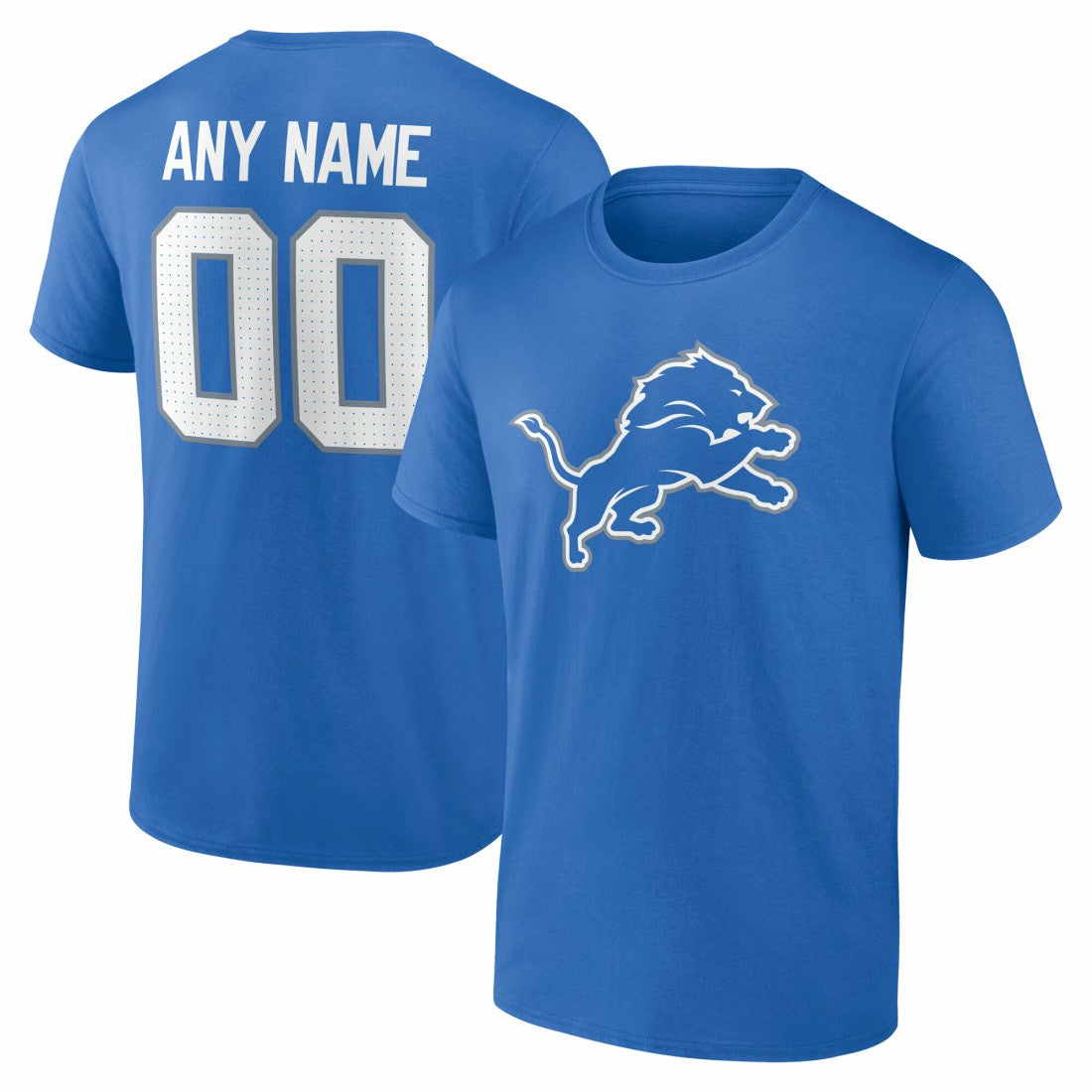 Detroit Lions Team Authentic Personalized Name & Number T-Shirt Blue