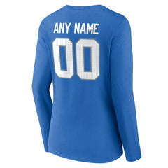 Detroit Lions Women's Team Authentic Personalized Name & Number Long Sleeve V-Neck T-Shirt Blue