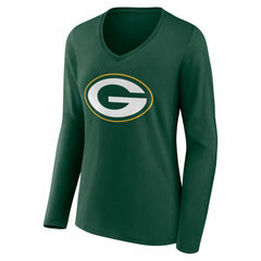 Green Bay Packers Women's Team Authentic Personalized Name & Number Long Sleeve V-Neck T-Shirt Green