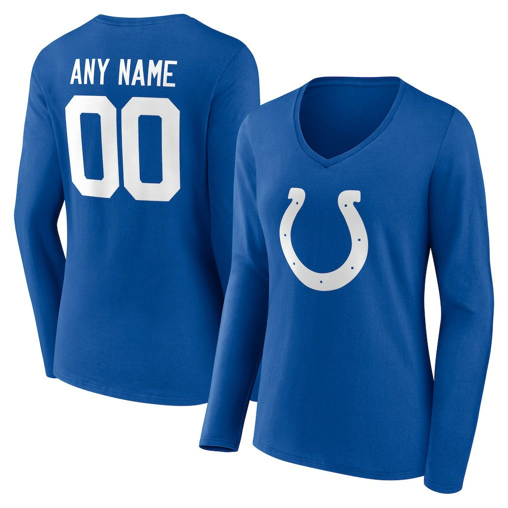 Indianapolis Colts Women's Team Authentic Personalized Name & Number Long Sleeve V-Neck T-Shirt Royal