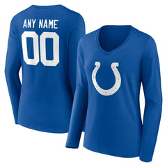Indianapolis Colts Women's Team Authentic Personalized Name & Number Long Sleeve V-Neck T-Shirt Royal