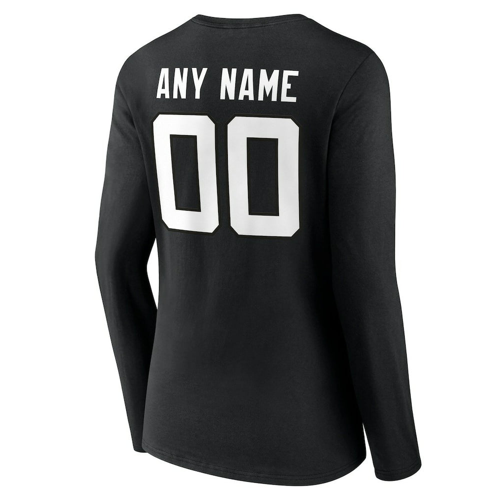 Jacksonville Jaguars Women's Team Authentic Personalized Name & Number Long Sleeve V-Neck T-Shirt Black