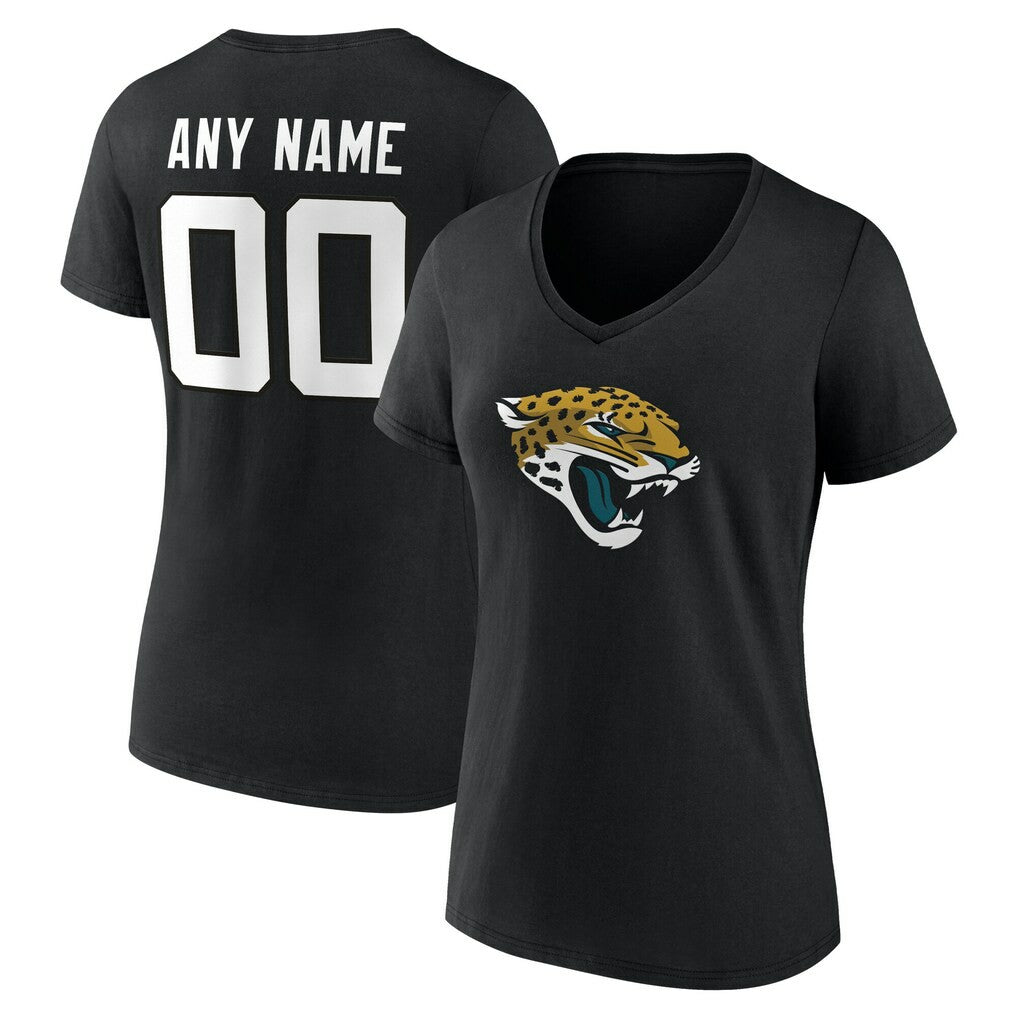 Jacksonville Jaguars Women's Team Authentic Personalized Name & Number V-Neck T-Shirt Black