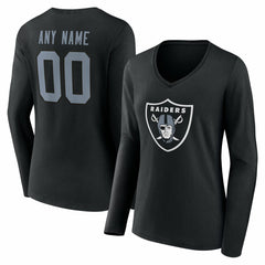 Las Vegas Raiders Women's Team Authentic Personalized Name & Number Long Sleeve V-Neck T-Shirt Black