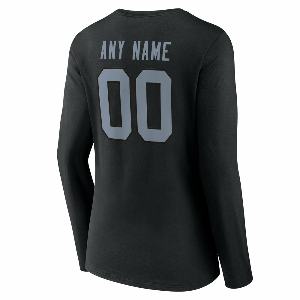 Las Vegas Raiders Women's Team Authentic Personalized Name & Number Long Sleeve V-Neck T-Shirt Black