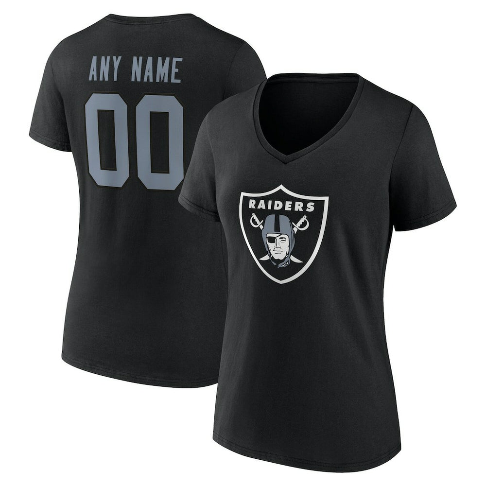 Las Vegas Raiders Women's Team Authentic Personalized Name & Number V-Neck T-Shirt Black