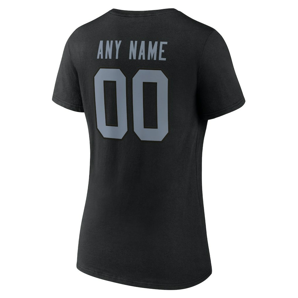 Las Vegas Raiders Women's Team Authentic Personalized Name & Number V-Neck T-Shirt Black