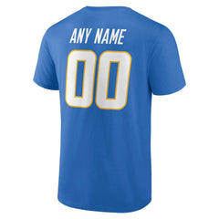 Los Angeles Chargers Team Authentic Personalized Name & Number T-Shirt Powder Blue
