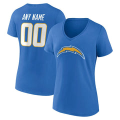Los Angeles Chargers Women's Team Authentic Personalized Name & Number V-Neck T-Shirt Powder Blue