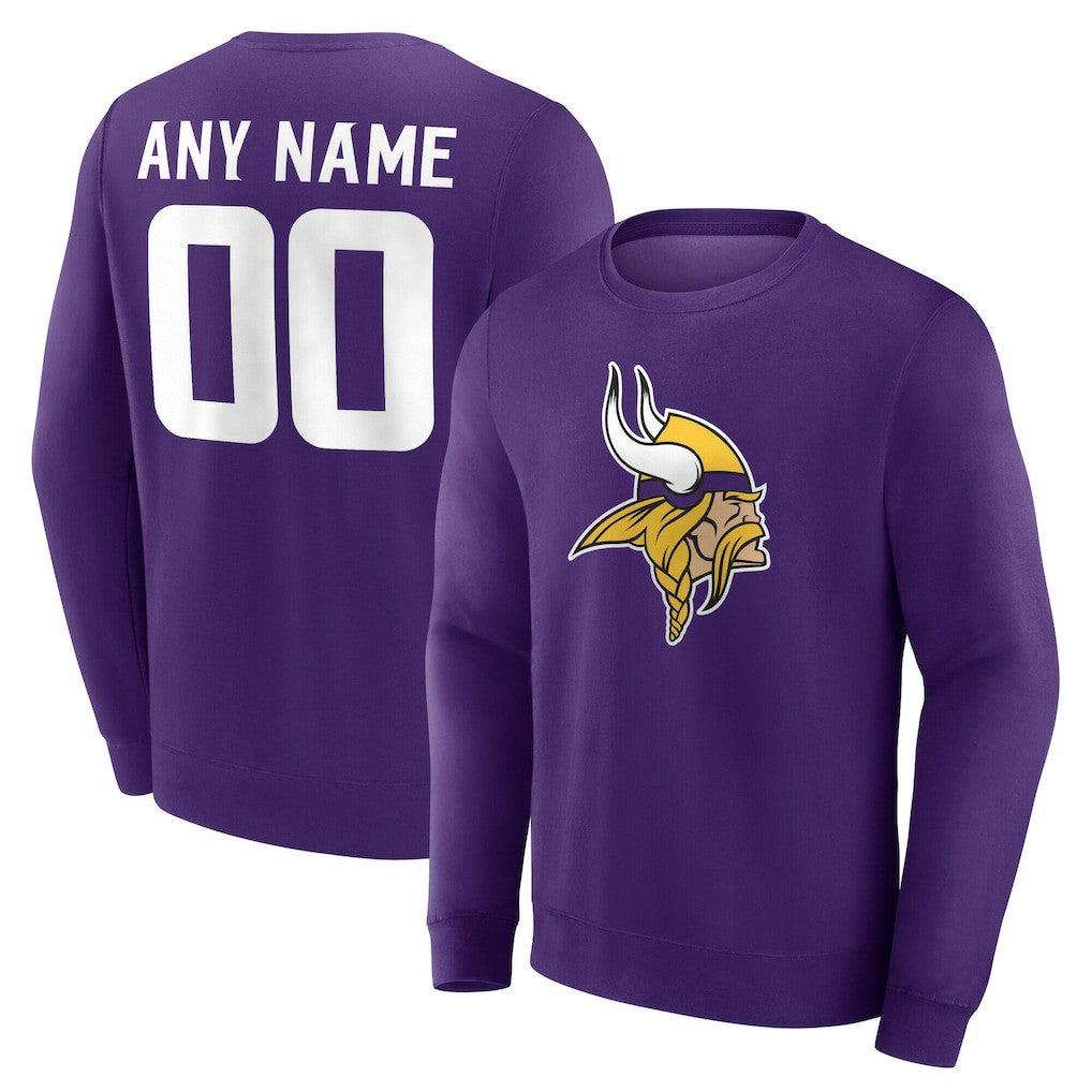 Minnesota Vikings Team Authentic Personalized Name & Number Sweatshirt Purple