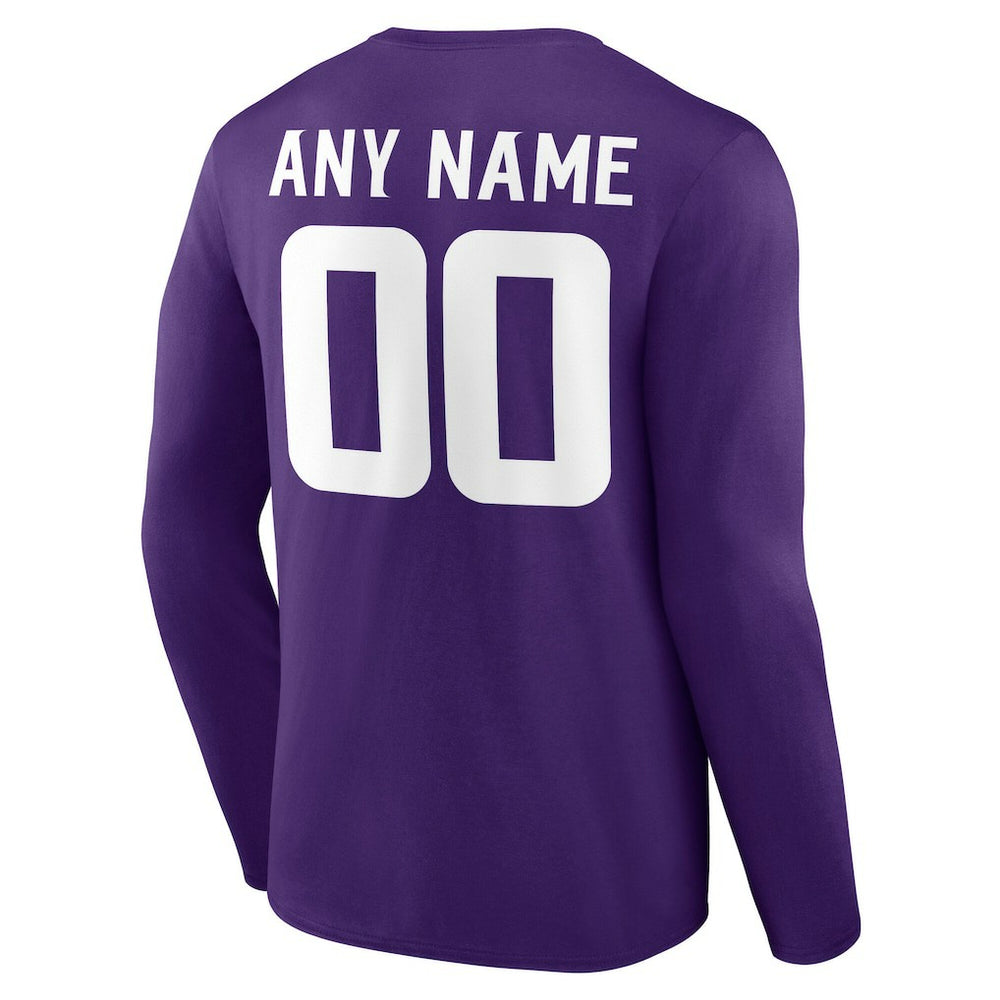 Minnesota Vikings Team Authentic Personalized Name & Number Long Sleeve T-Shirt Purple