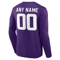 Minnesota Vikings Team Authentic Personalized Name & Number Long Sleeve T-Shirt Purple
