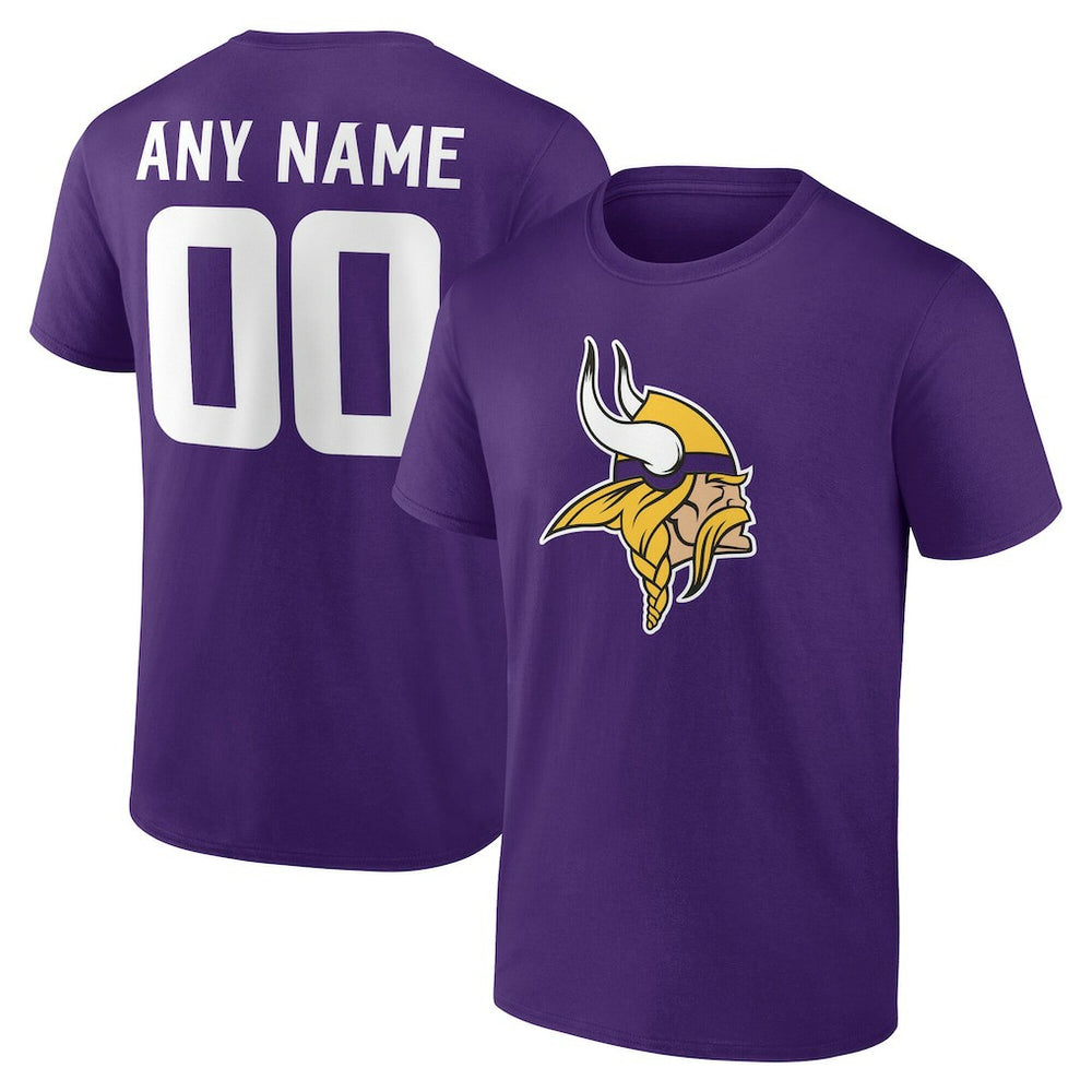 Minnesota Vikings Team Authentic Personalized Name & Number T-Shirt Purple