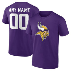 Minnesota Vikings Team Authentic Personalized Name & Number T-Shirt Purple