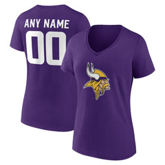 Minnesota Vikings Women's Team Authentic Personalized Name & Number V-Neck T-Shirt Purple