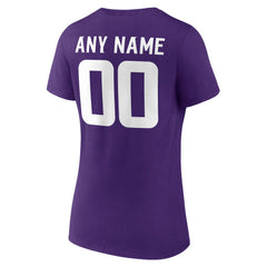Minnesota Vikings Women's Team Authentic Personalized Name & Number V-Neck T-Shirt Purple