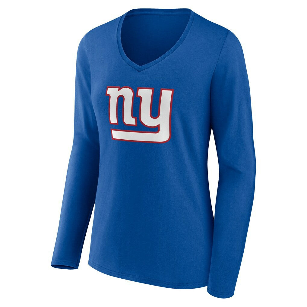 New York Giants Women's Team Authentic Personalized Name & Number Long Sleeve V-Neck T-Shirt Royal
