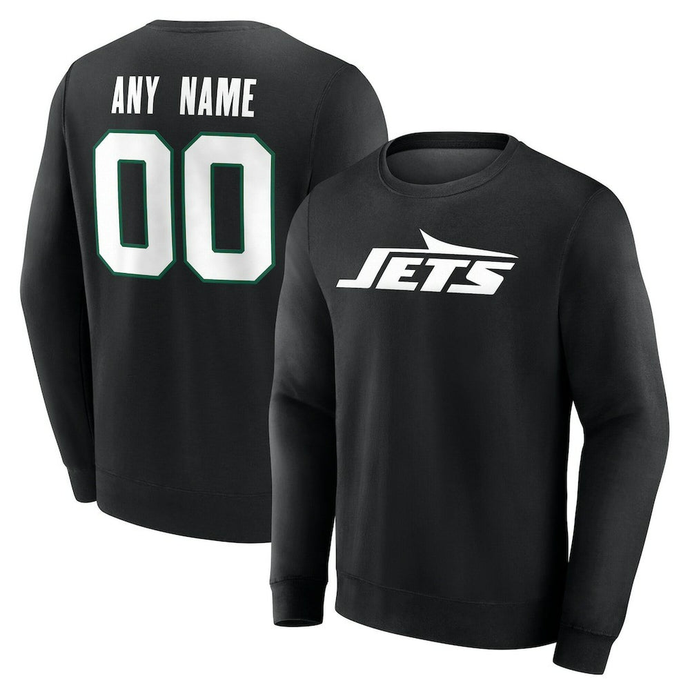 New York Jets Team Authentic Personalized Name & Number Sweatshirt Black