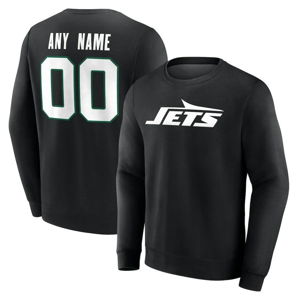 New York Jets Team Authentic Personalized Name & Number Sweatshirt Black
