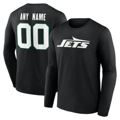 New York Jets Team Authentic Personalized Name & Number Long Sleeve T-Shirt Black